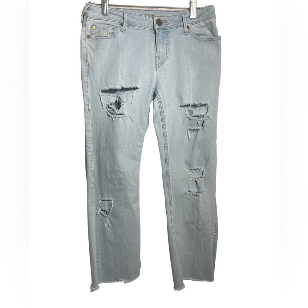 True‎ Religion jeans Manchester United size 27 light wash raw hem jeans 💙